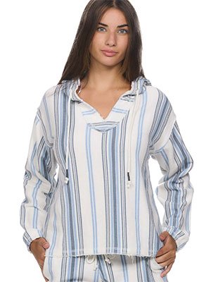 Ladies Boho Striped Hoodie