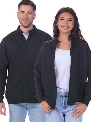Unisex Full Zip Fleece Mock Neck